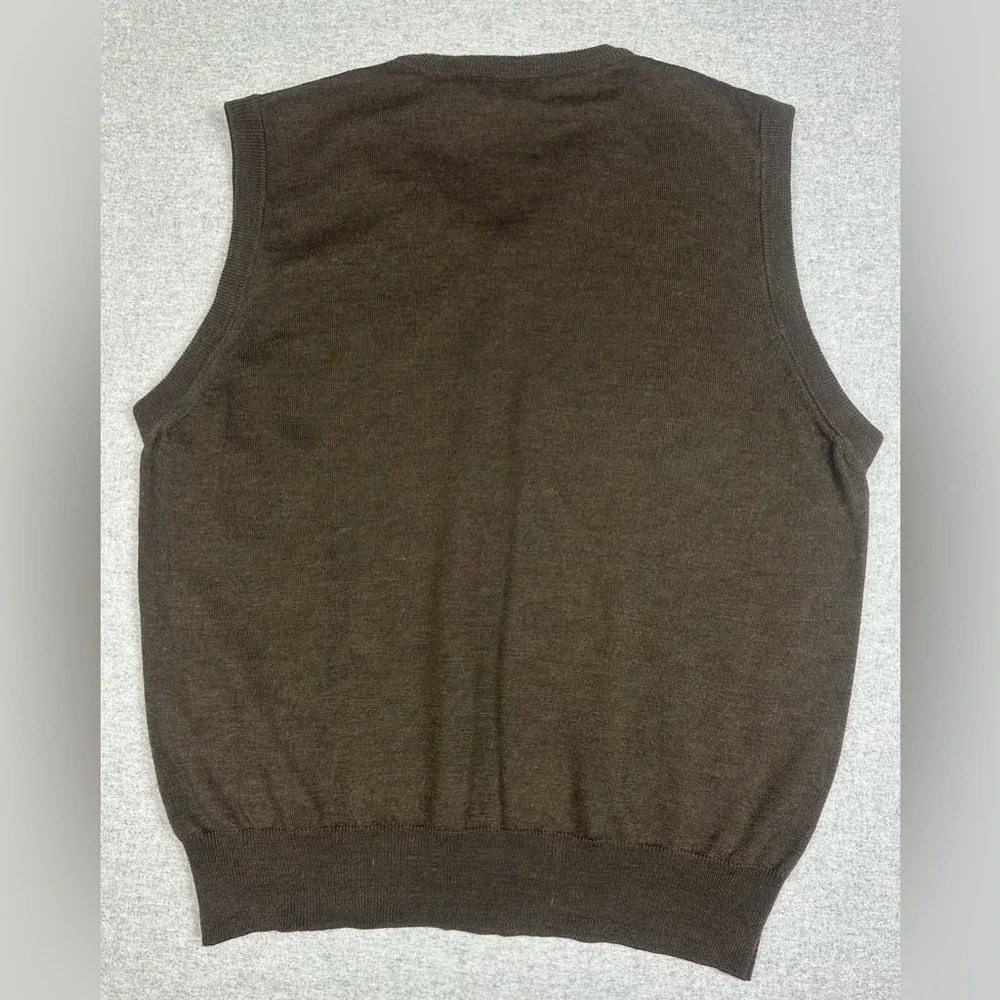 Vintage Lord Taylor Merino Wool Sweater Vest Mens XL Brown Made in Italy Hipster